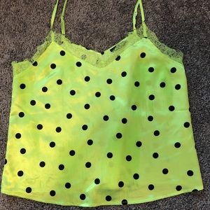 Lime green polka tank top